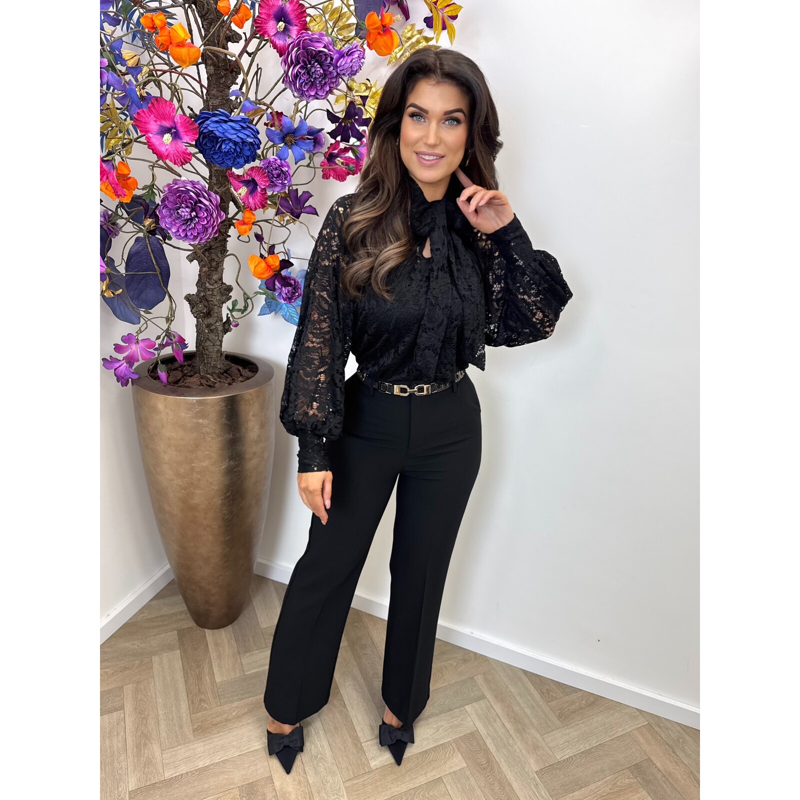 Blouse Lace strik Black