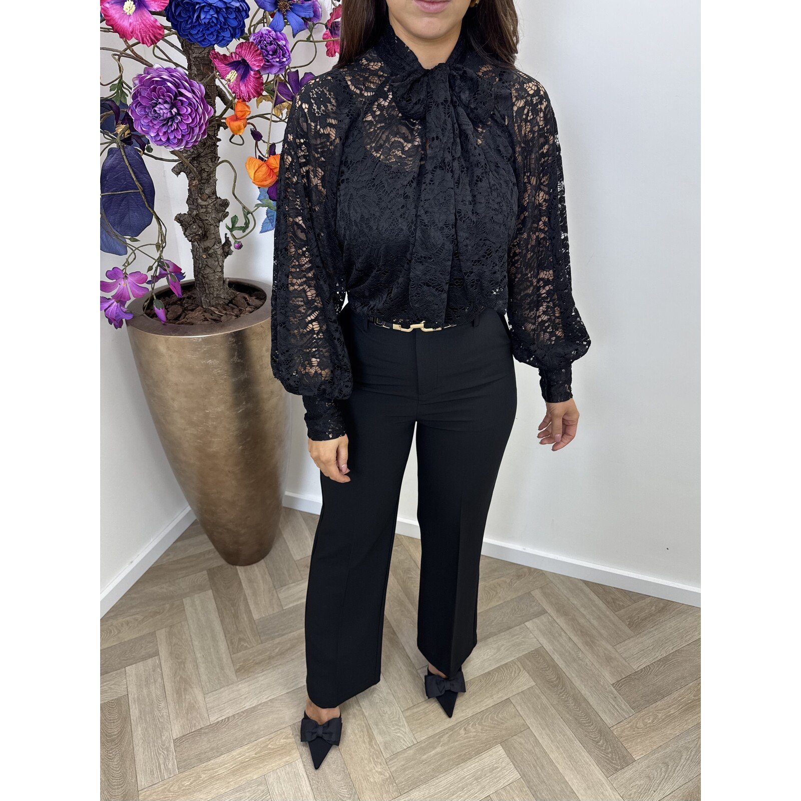 Blouse Lace strik Black