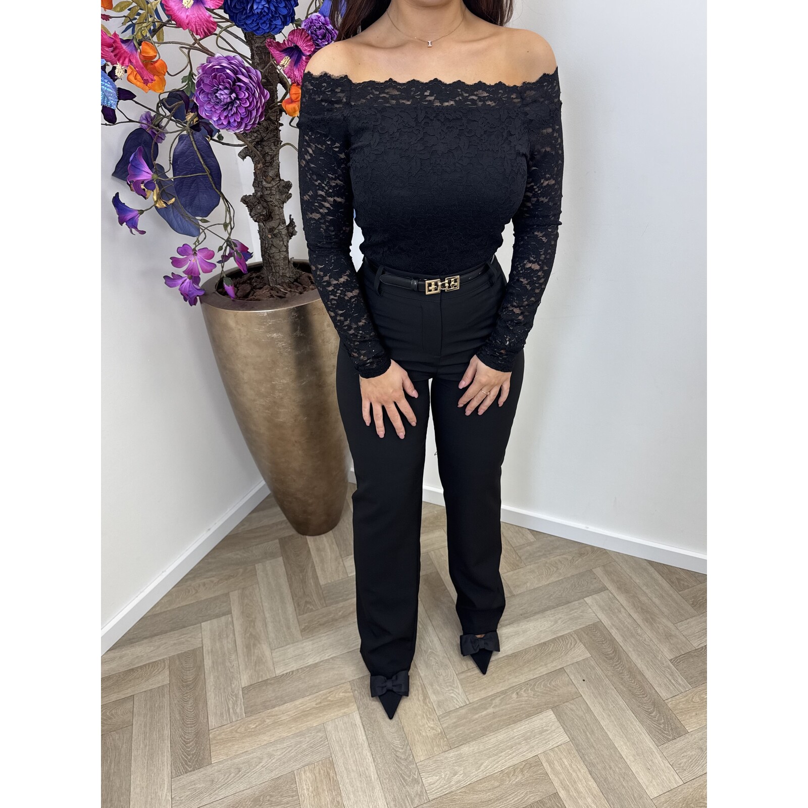 Top Mia off shoulder lace Black