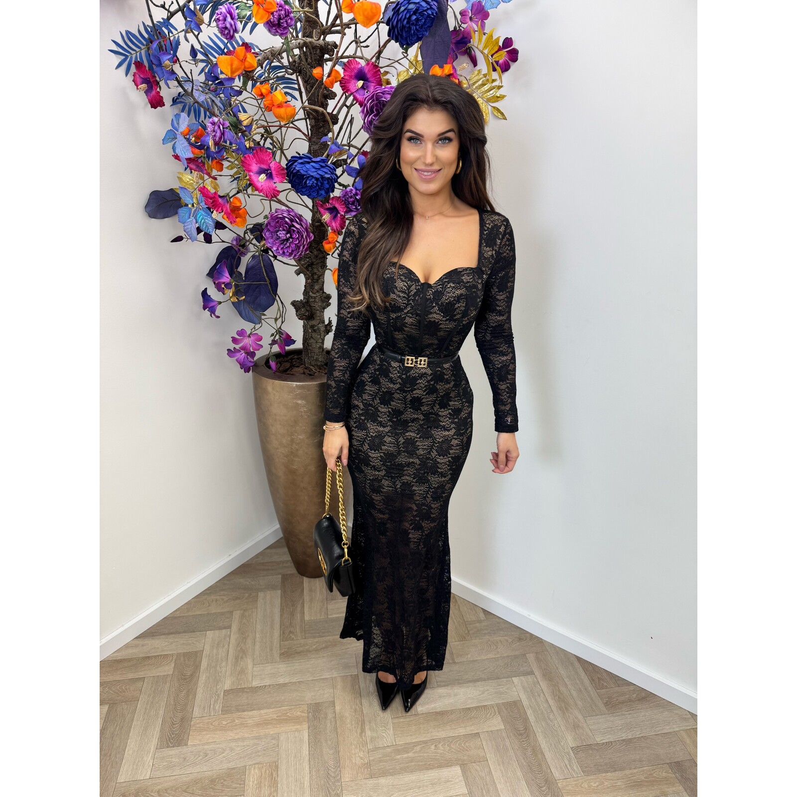 Long Dress Ariel Lace M7319 Black