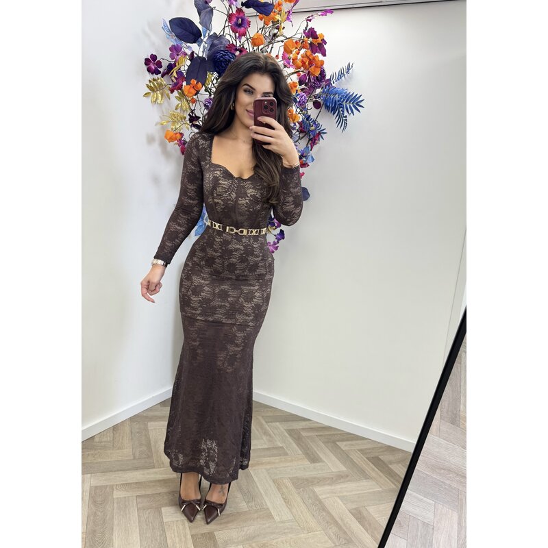 Long Dress Ariel Lace M7319 Choco