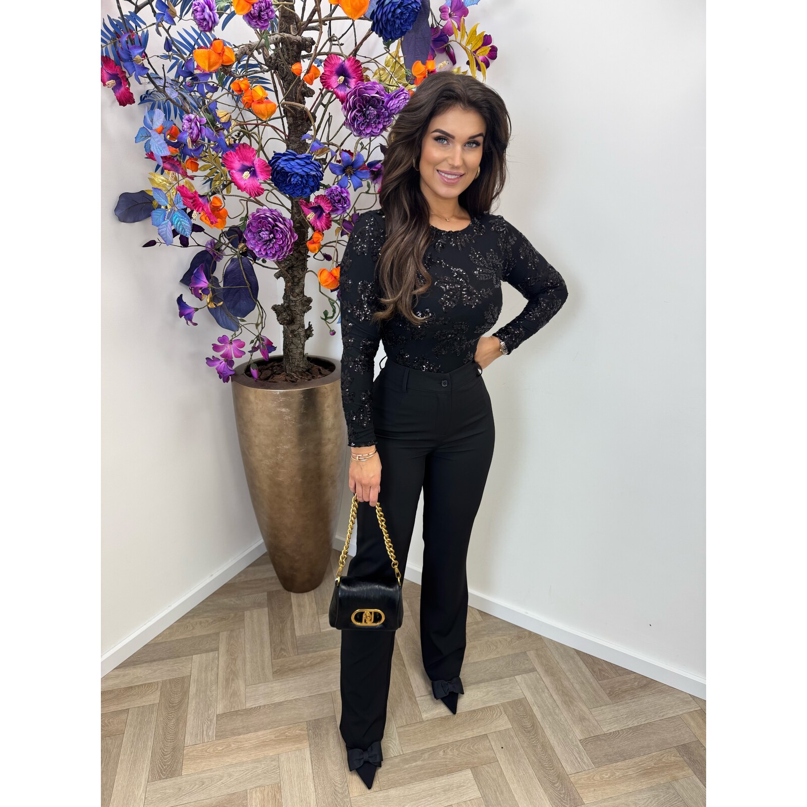 Top Lovika pailletten Black