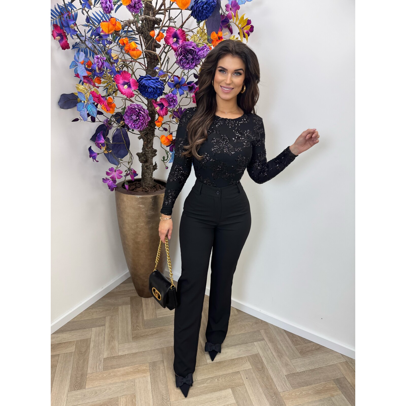 Top Lovika pailletten Black