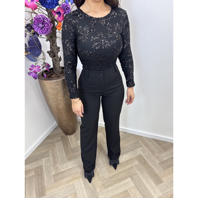 Top Lovika pailletten Black