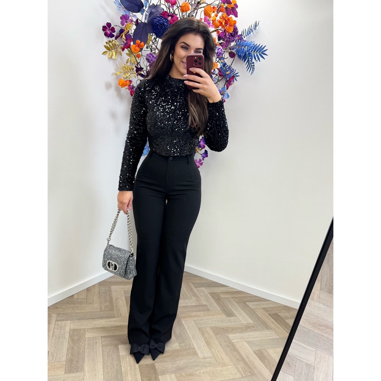 Top koko pailletten Black 7051