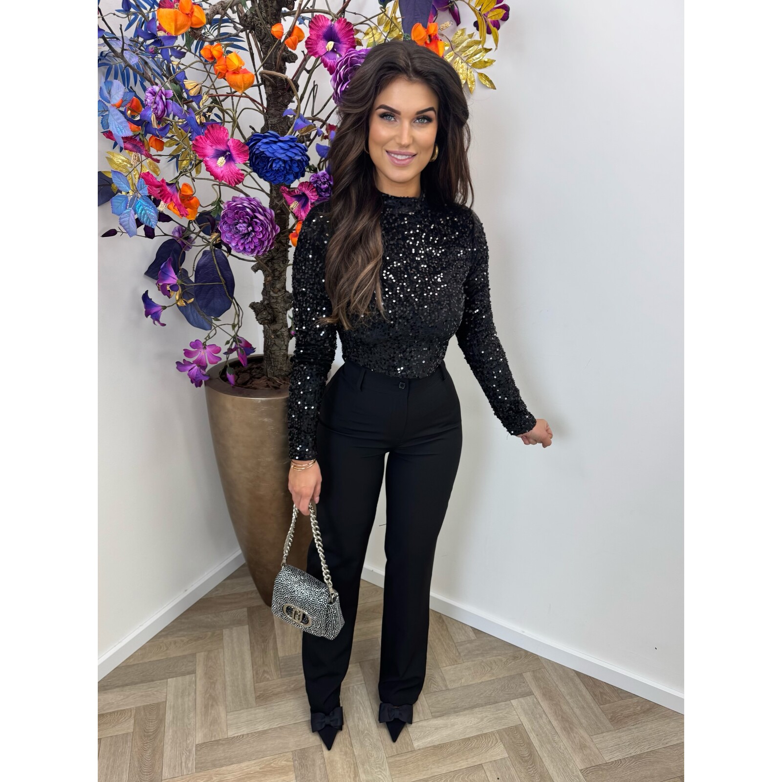 Top koko pailletten Black 7051