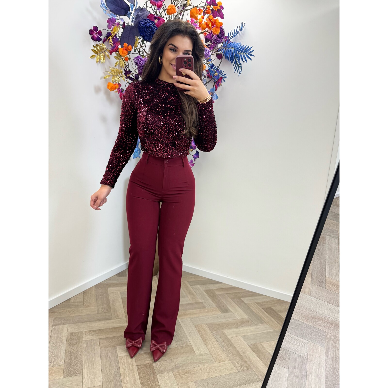 Top koko Pailletten Bordeaux 7051