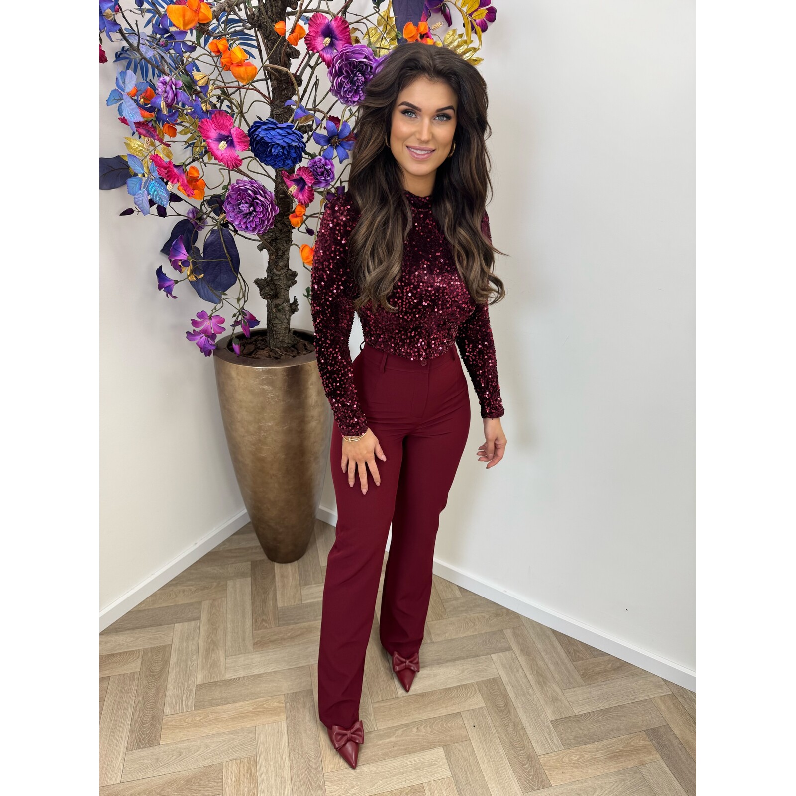 Top koko Pailletten Bordeaux 7051