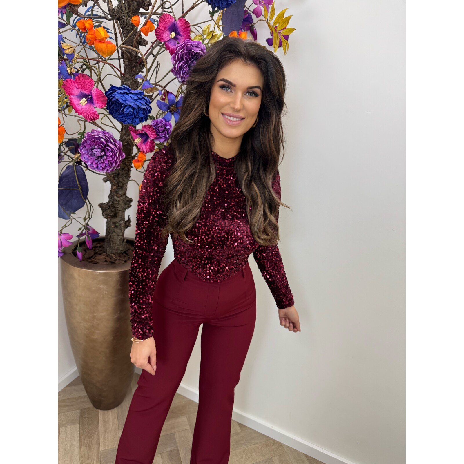 Top koko Pailletten Bordeaux 7051