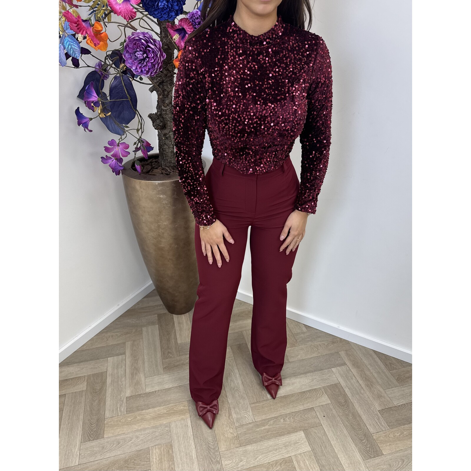 Top koko Pailletten Bordeaux 7051