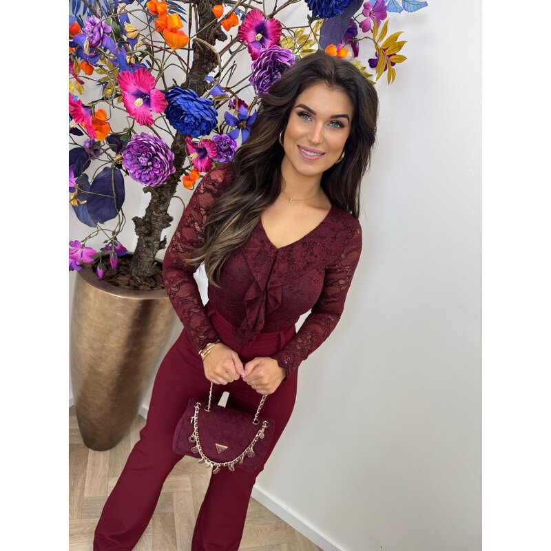 Body ruffle lace Bordeaux 0538