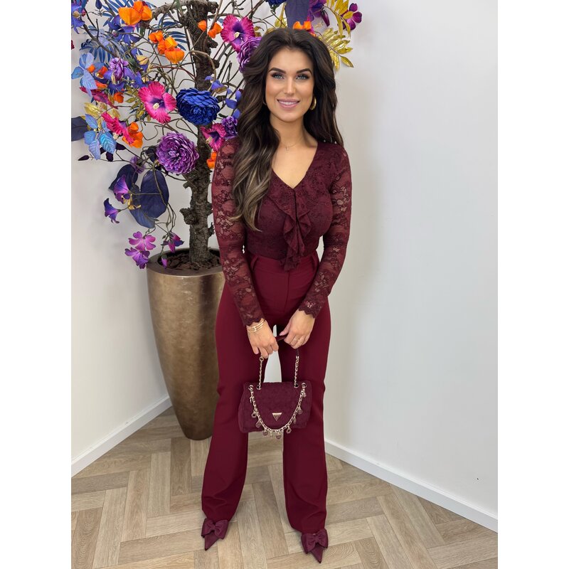 Body ruffle lace Bordeaux 0538