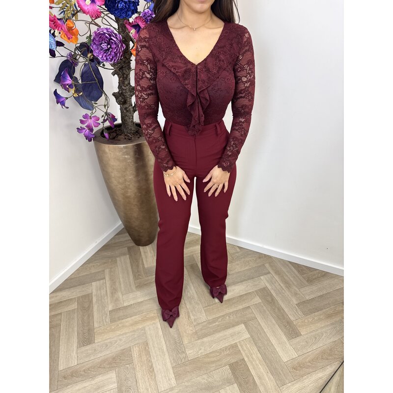 Body ruffle lace Bordeaux 0538