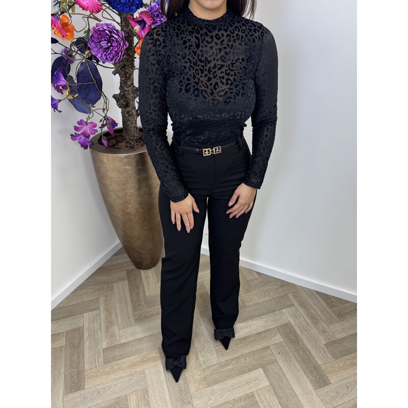 Body velvet leopard 13518 black