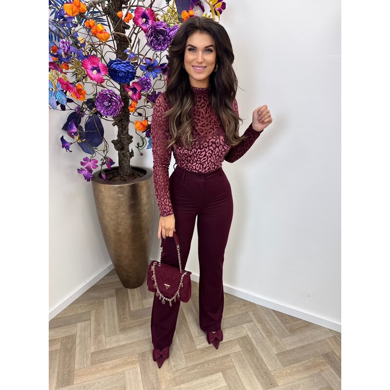 Body velvet leopard 13518 wine