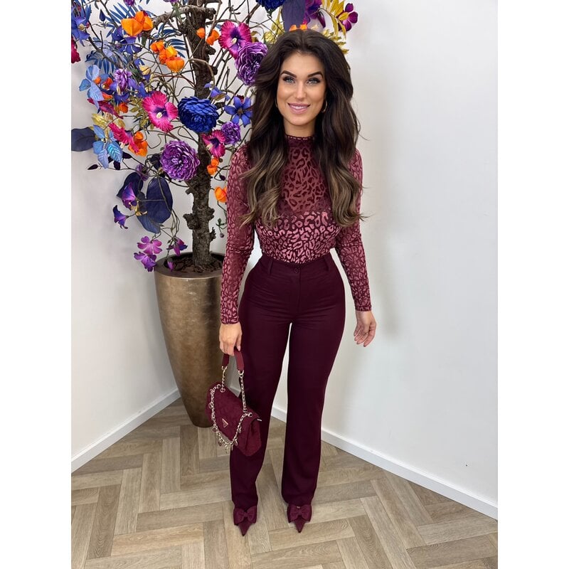 Body velvet leopard 13518 wine