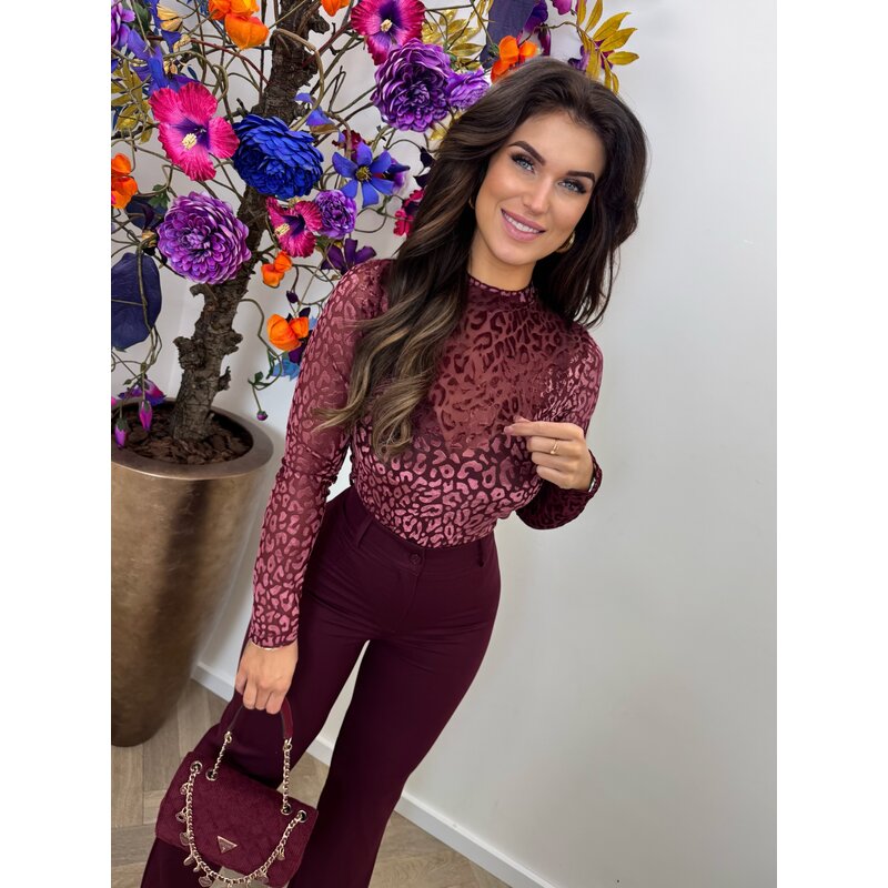 Body velvet leopard 13518 wine