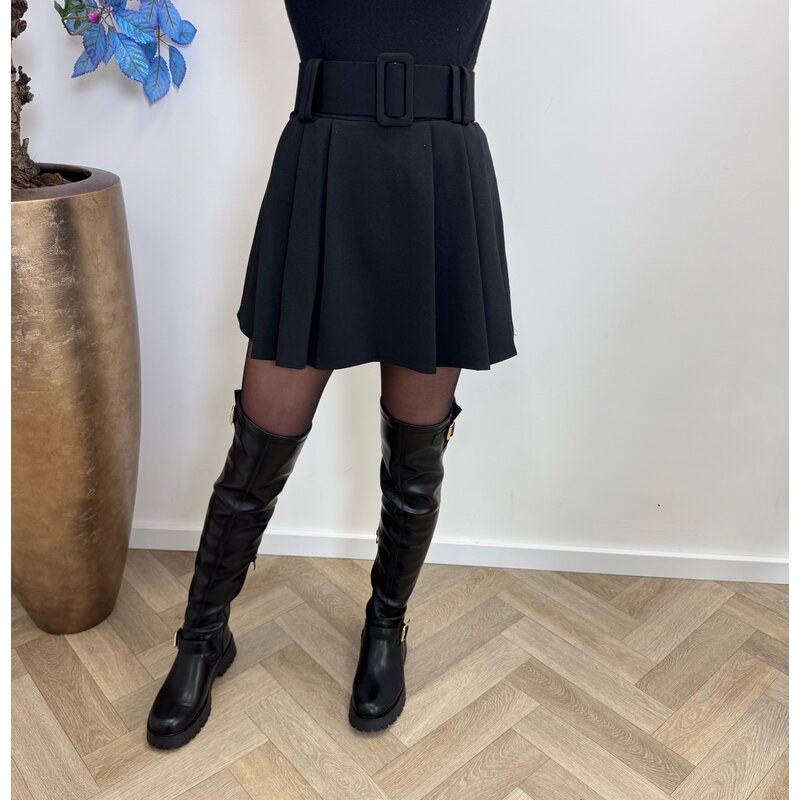 Skort Peplum With Belt Black