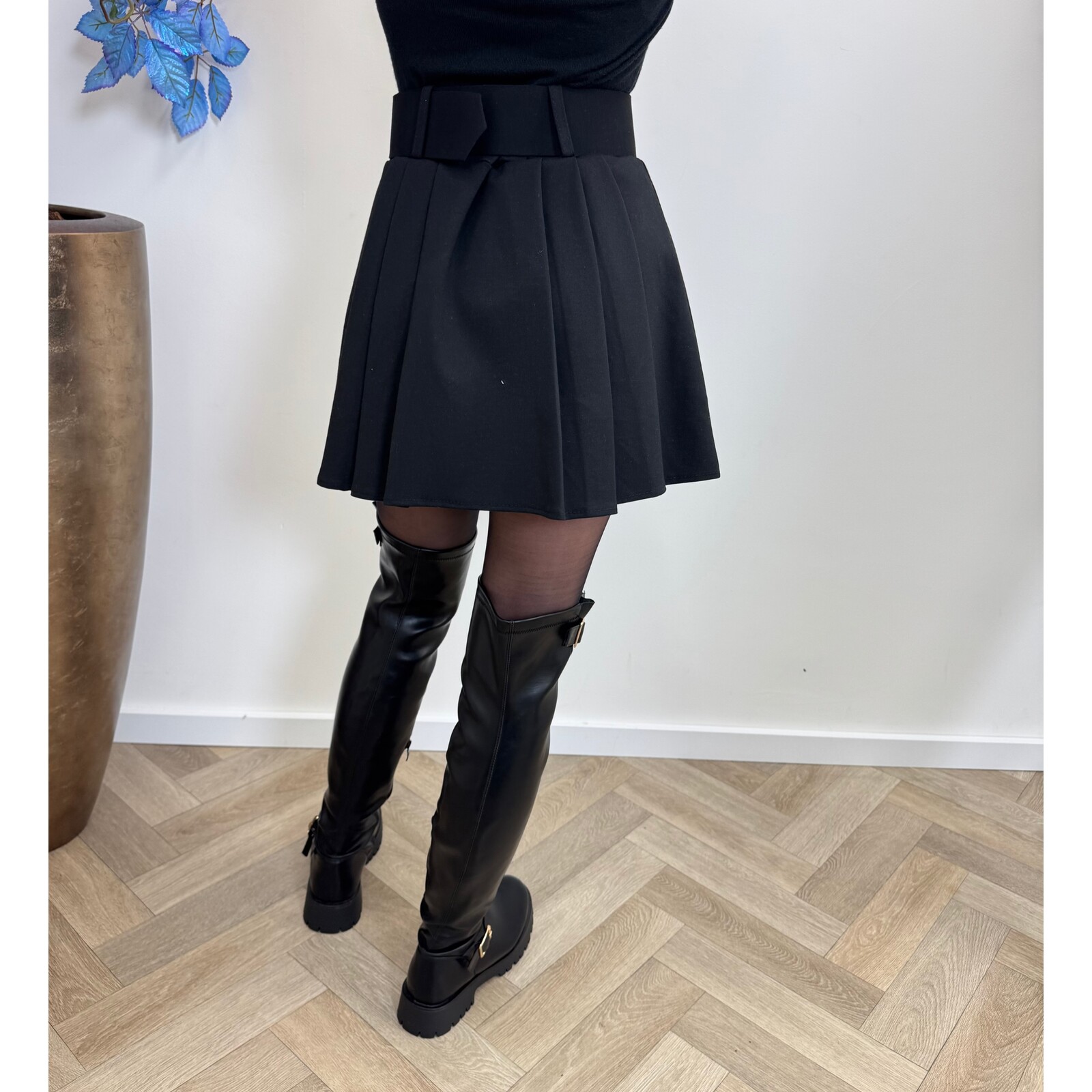 Skort Peplum With Belt Black