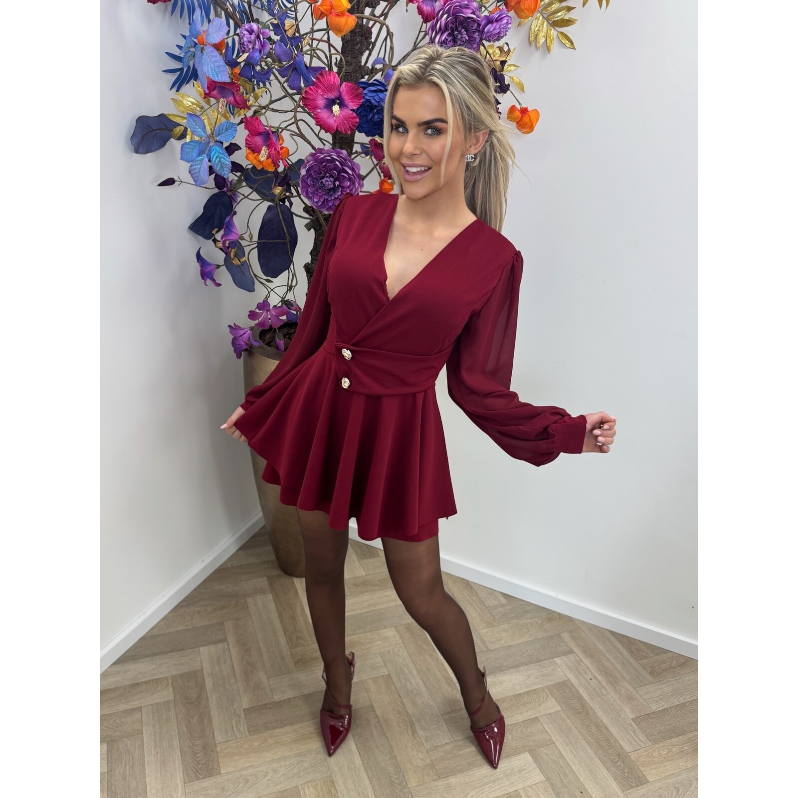 Jumpsuit Stacey Button Bordeaux