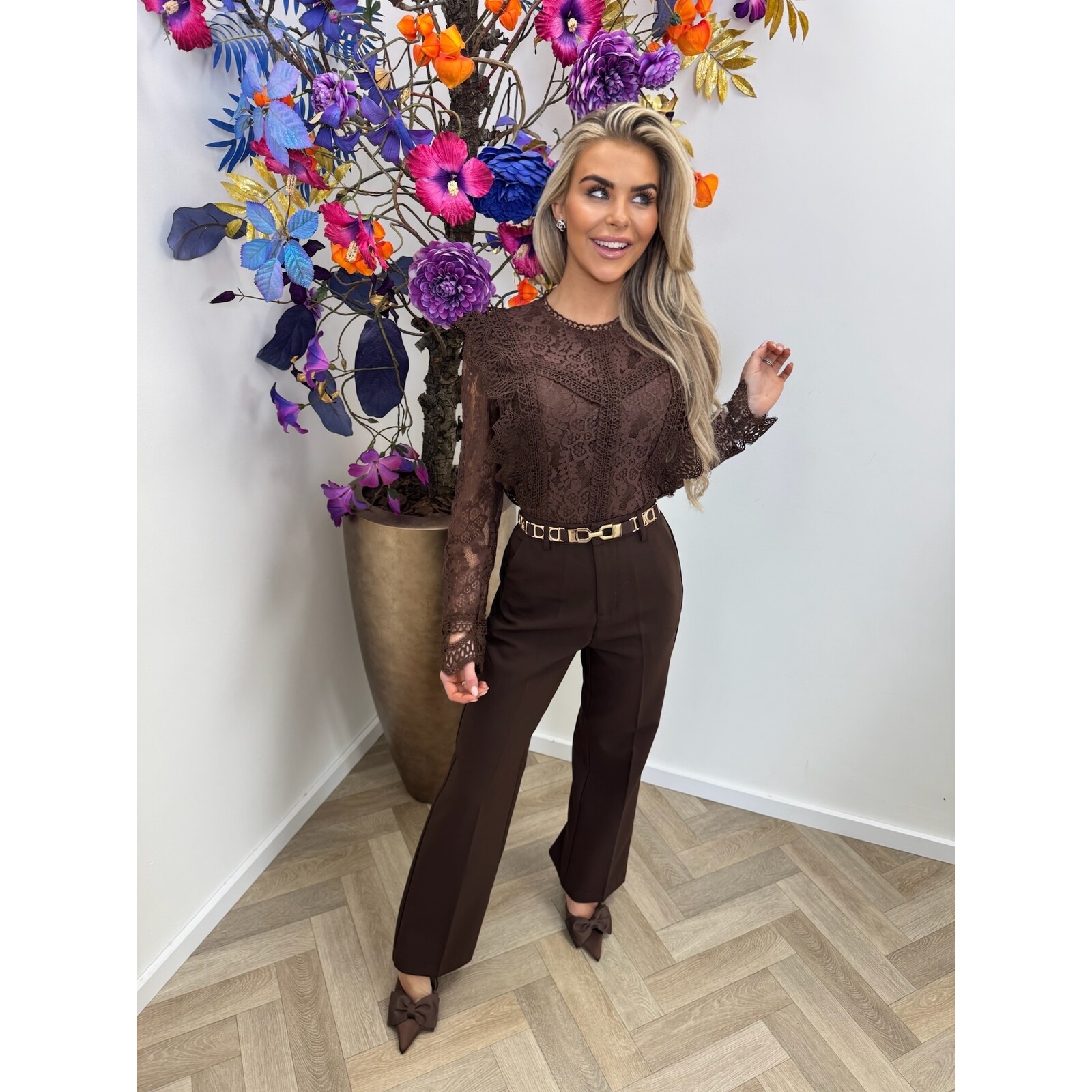 Lace Top Jolie Choco FY-8840