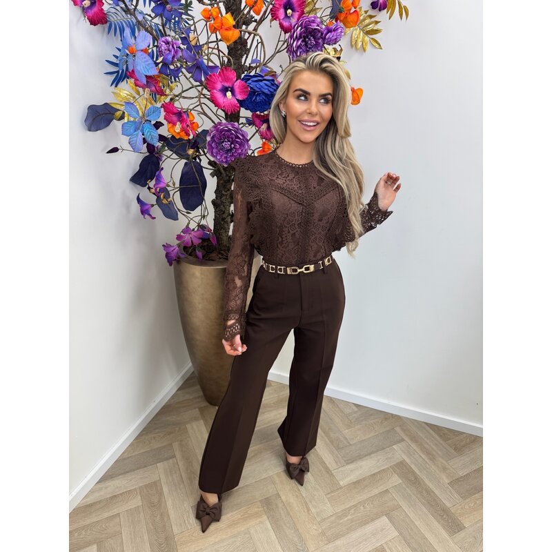 Lace Top Jolie Choco FY-8840