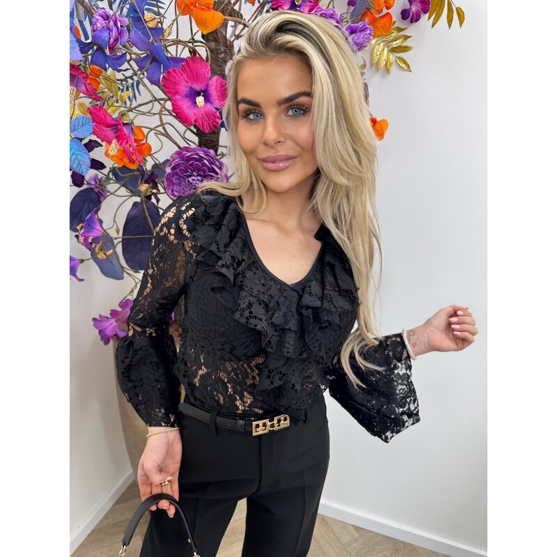 Top Ruffle Lace  Black