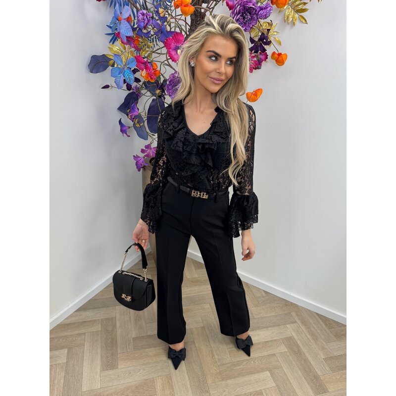 Top Ruffle Lace  Black