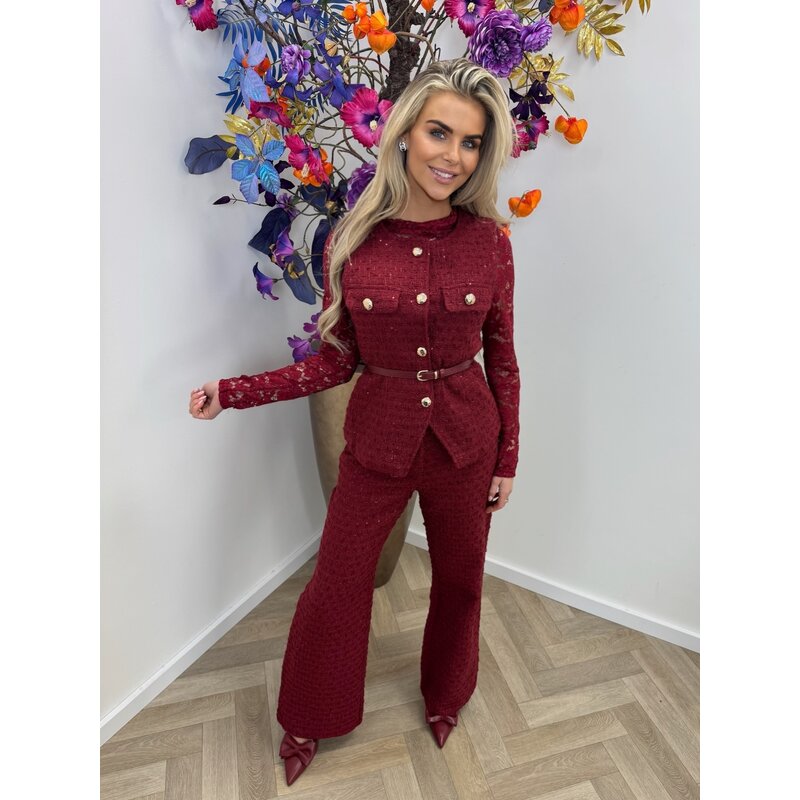 Lurex Tweed Gilet Bordeaux  3235