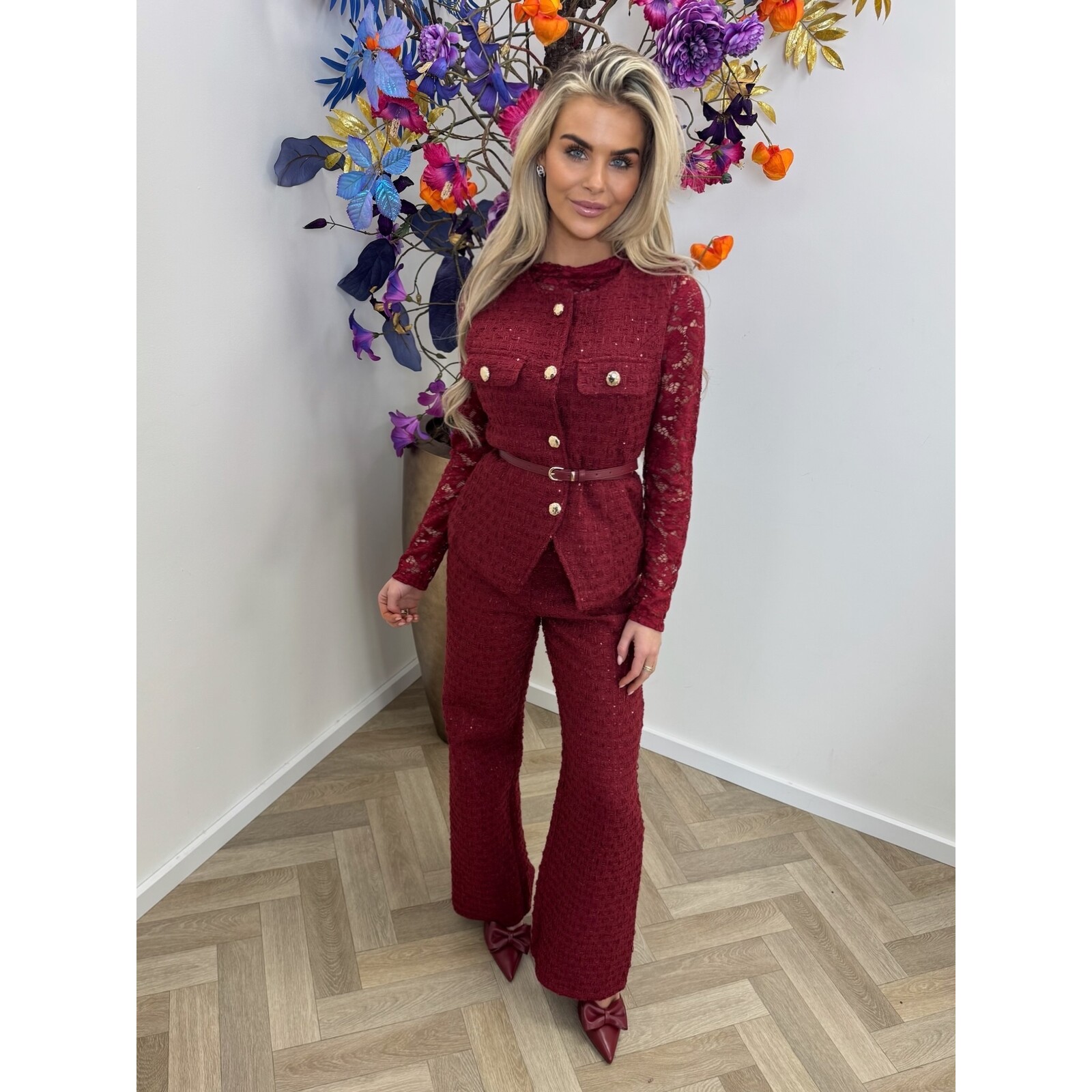 Lurex Tweed Gilet Bordeaux  3235