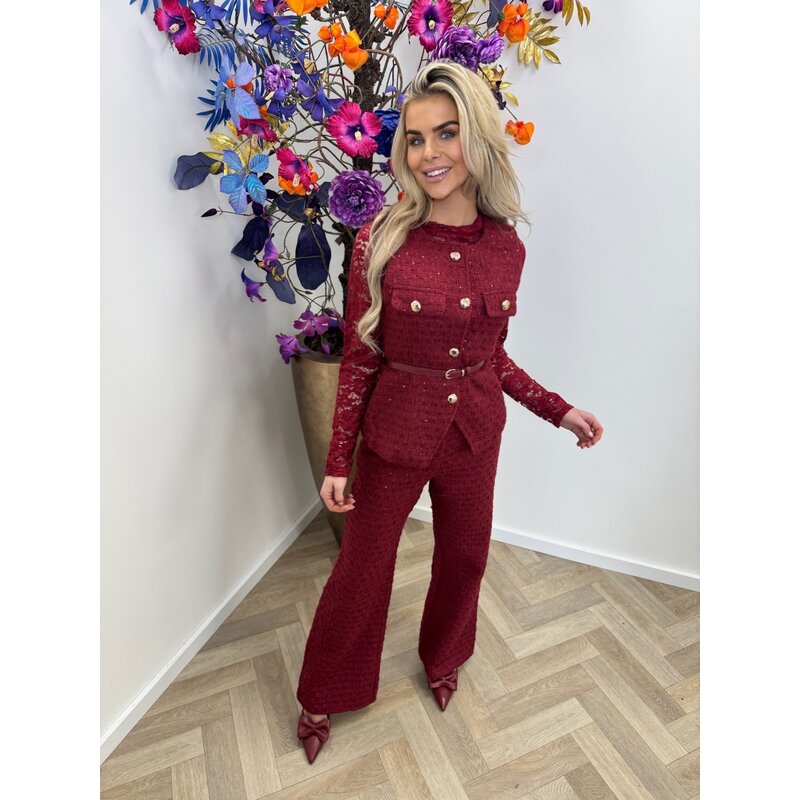 Lurex Tweed Gilet Bordeaux  3235