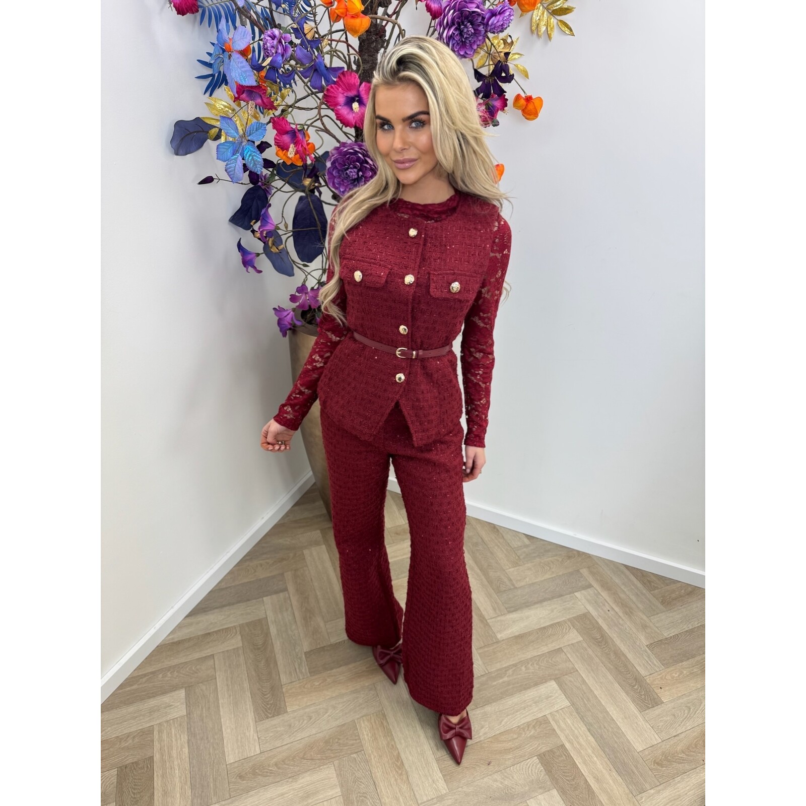 Lurex Tweed Gilet Bordeaux  3235