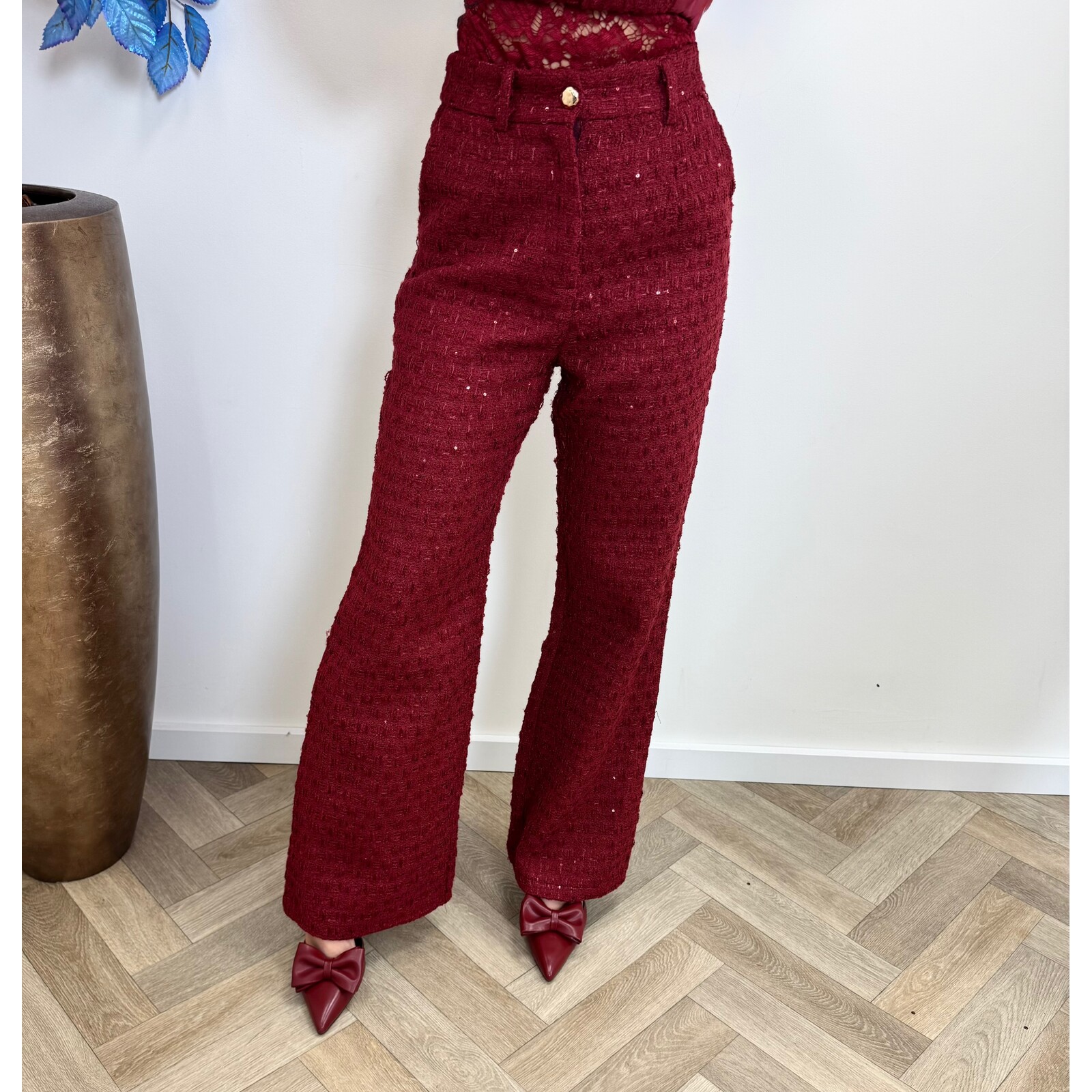 Lurex Tweed Pants Bordeaux 3236