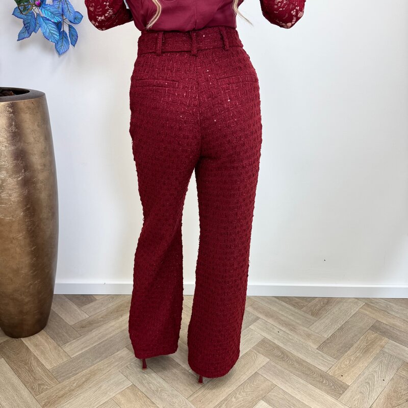 Lurex Tweed Pants Bordeaux 3236