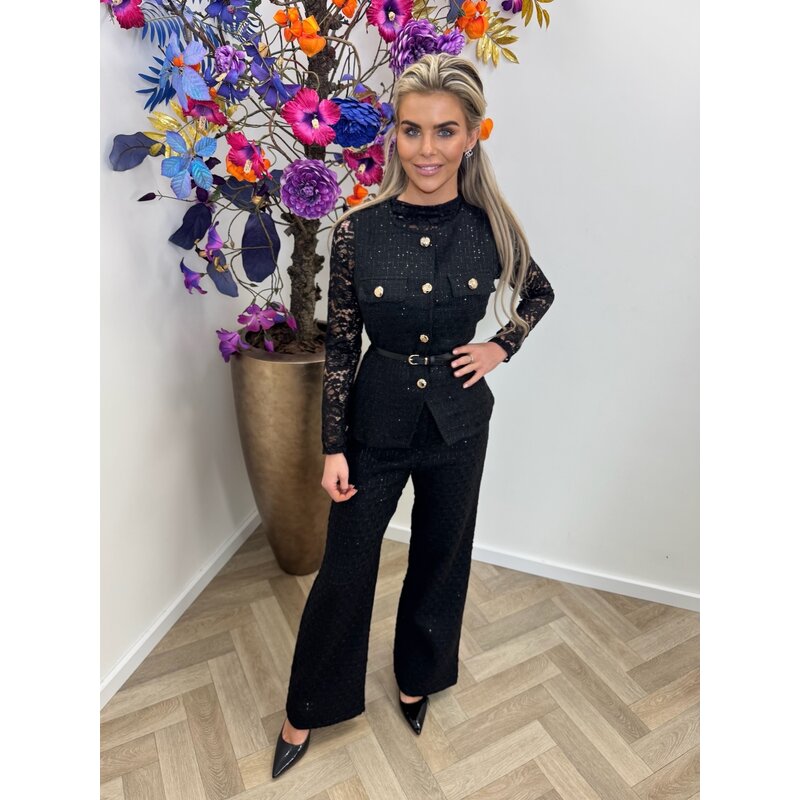 Lurex Tweed Gilet Black 3235