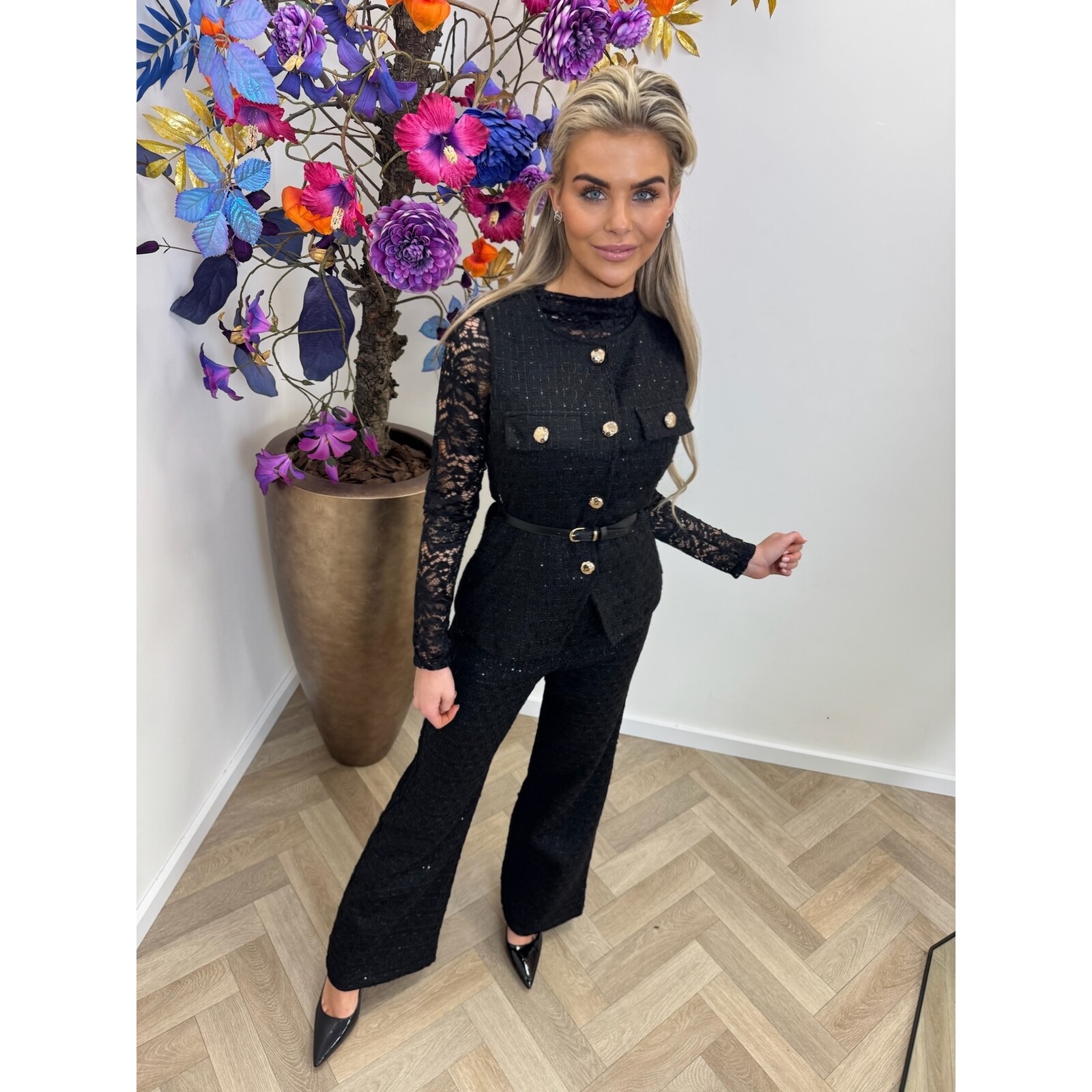 Lurex Tweed Gilet Black 3235