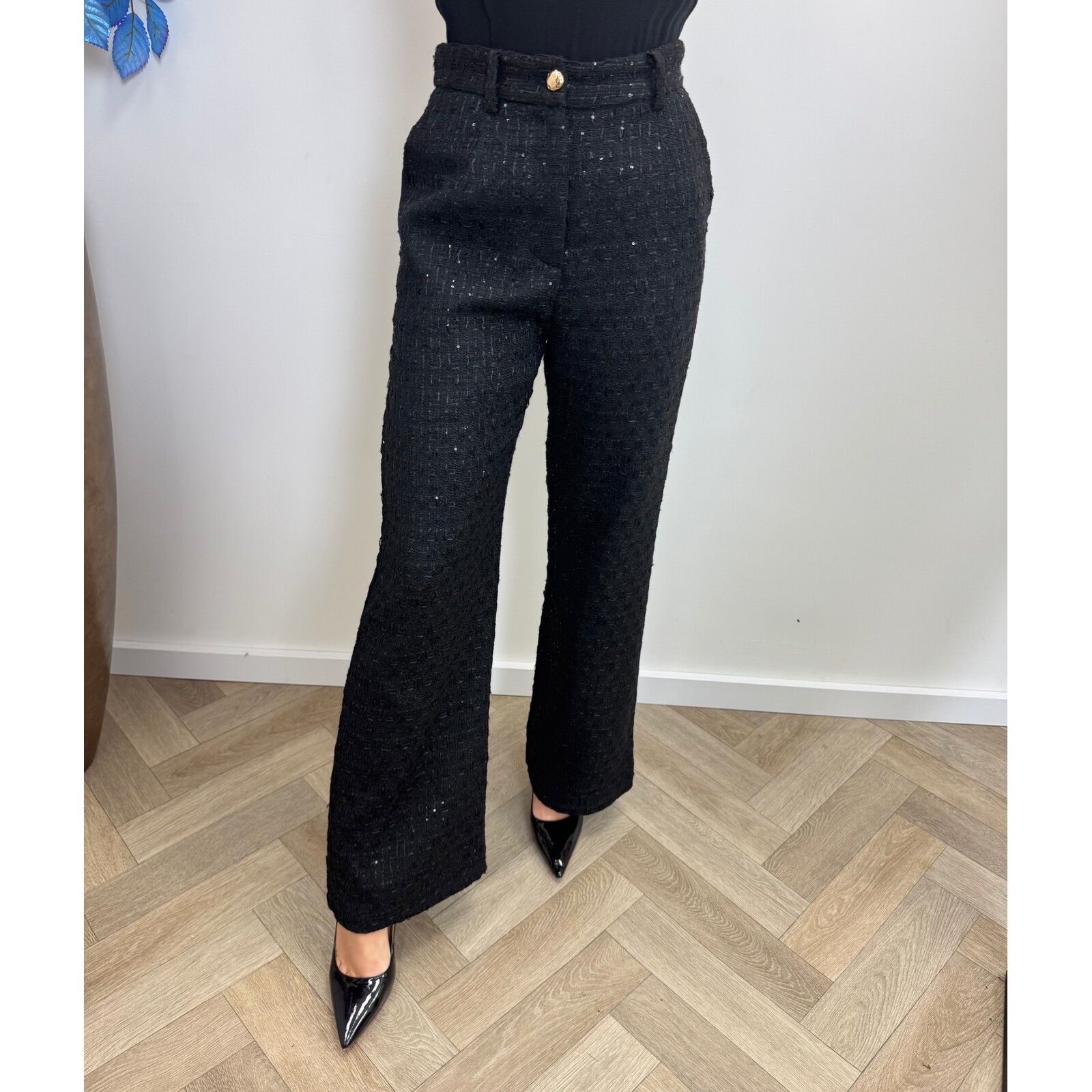 Lurex Tweed Pants Black  3236