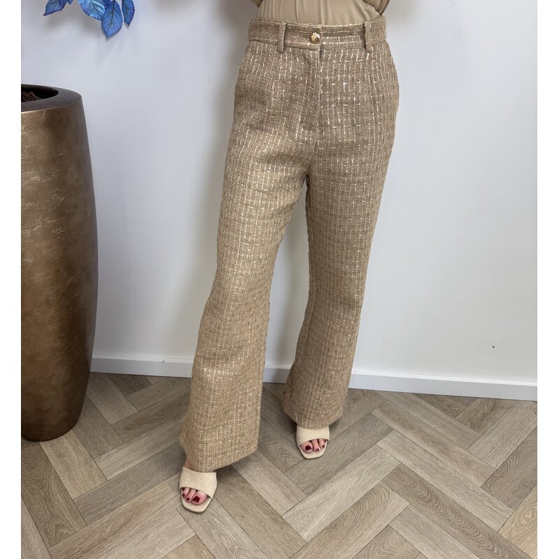 Lurex Tweed Pants Camel  3236
