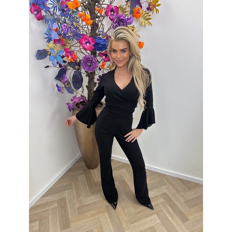 Overslag Glitter Top Black