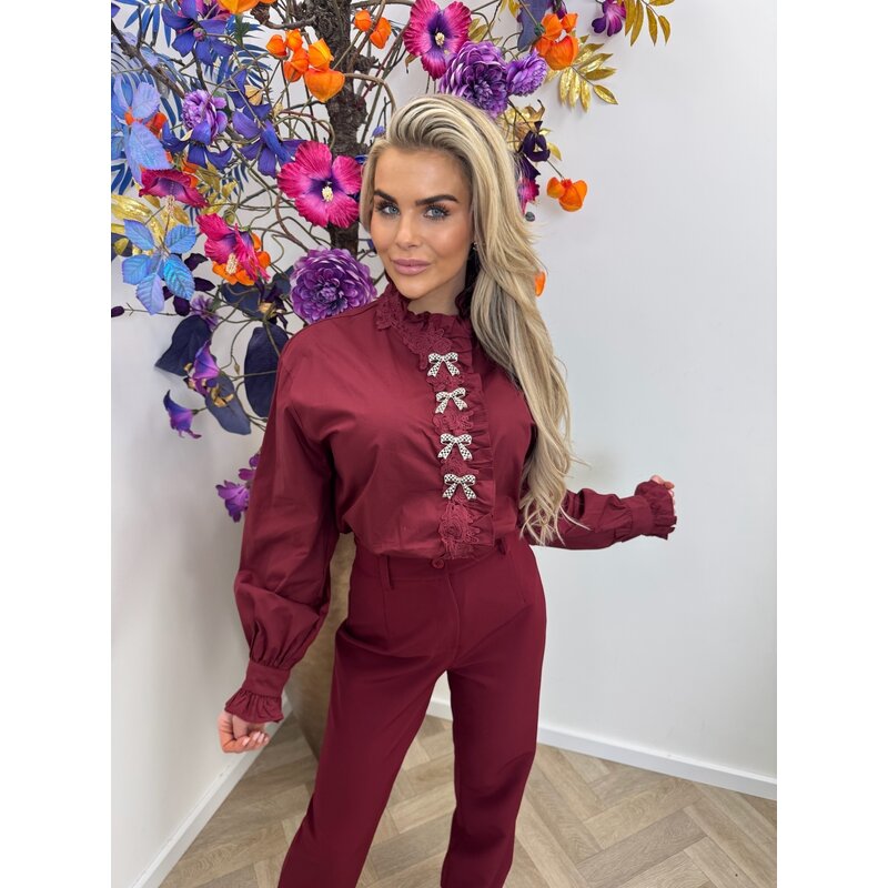 Blouse Diamonds  Strikjes Bordeaux TY26426
