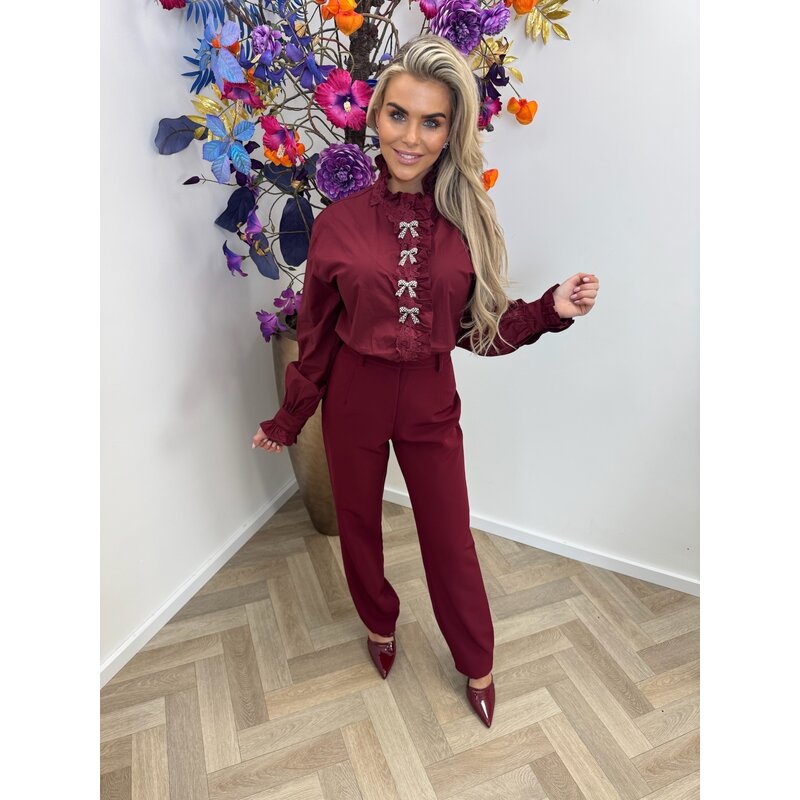 Blouse Diamonds  Strikjes Bordeaux TY26426