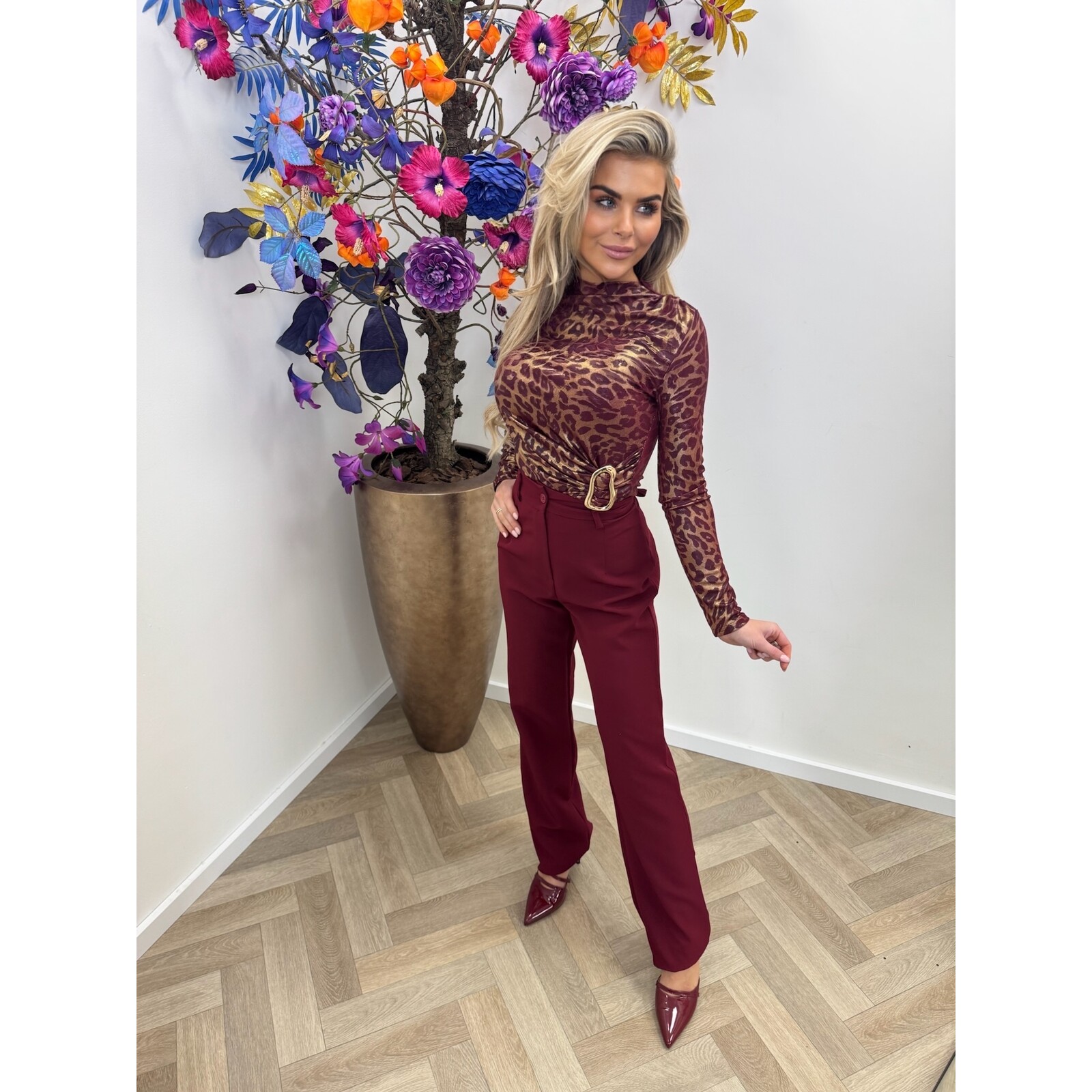 Body Glam Leopard Gold Detail Bordeaux 25706