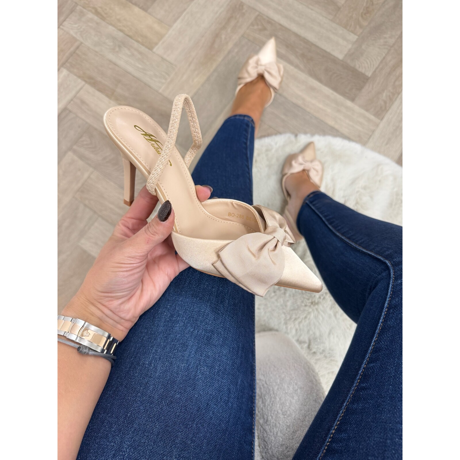 heels bow beige BO-228
