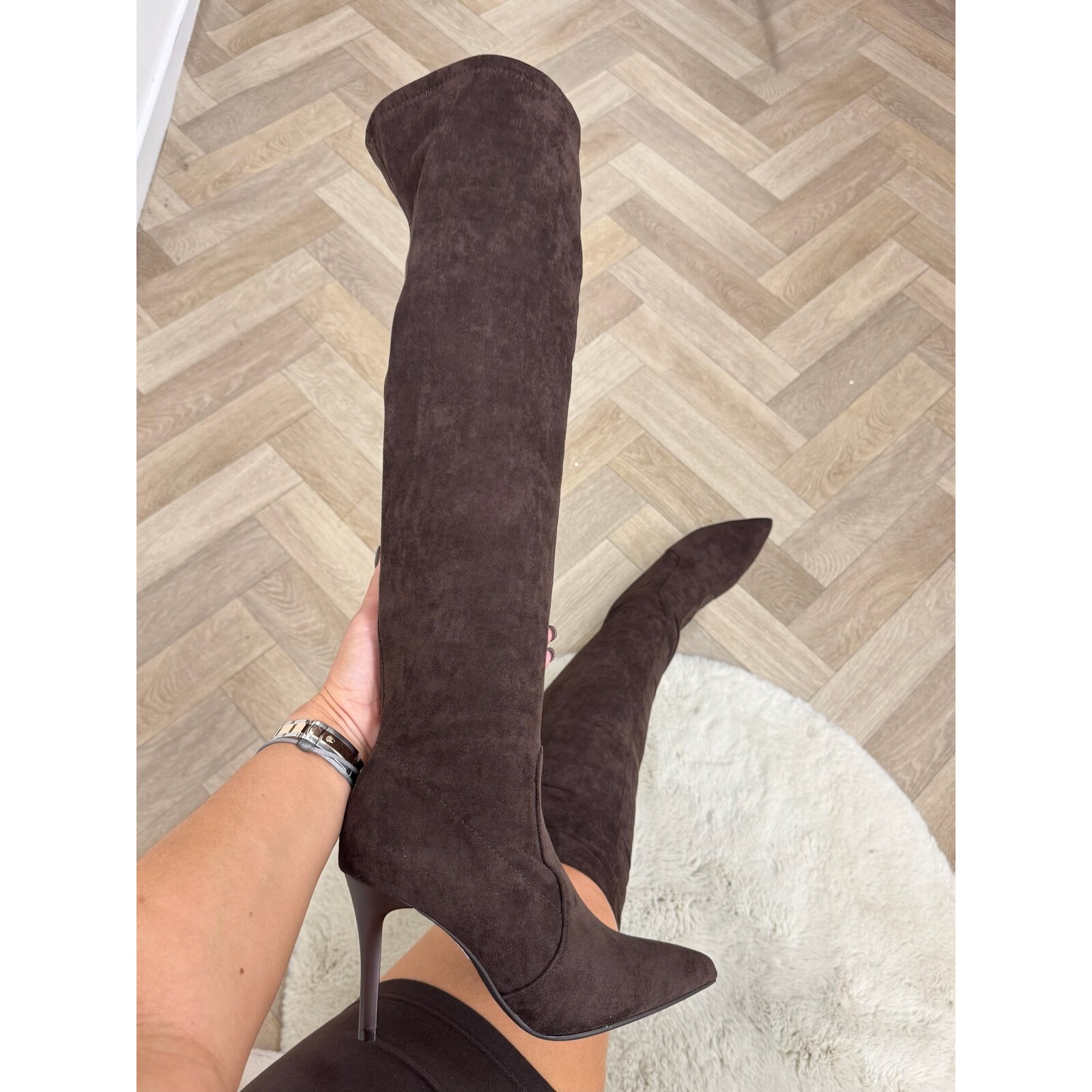 Overknee boots hak Suede Kristie DES613S Choco