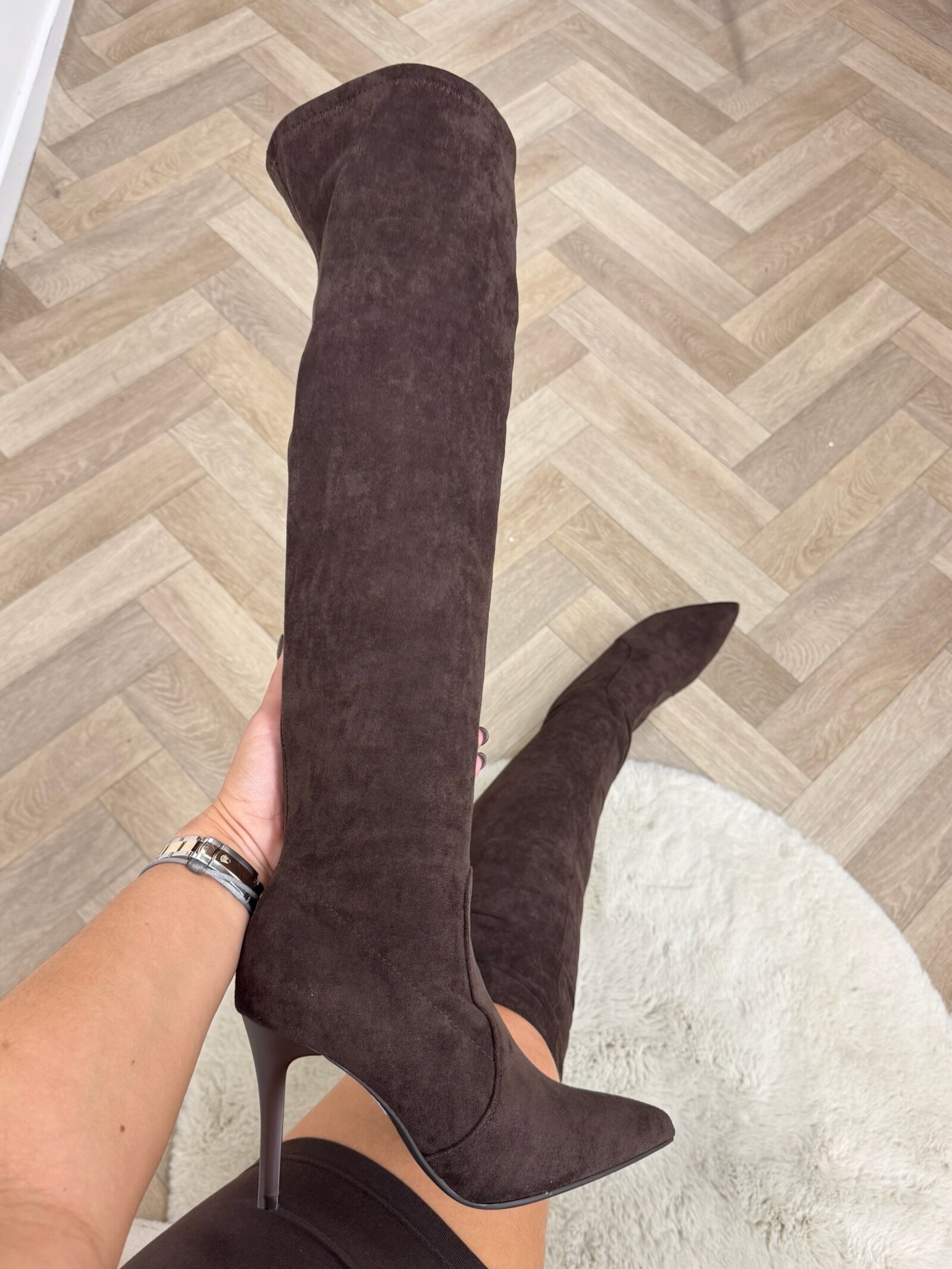 Overknee boots hak Suede Kristie DES613S Choco