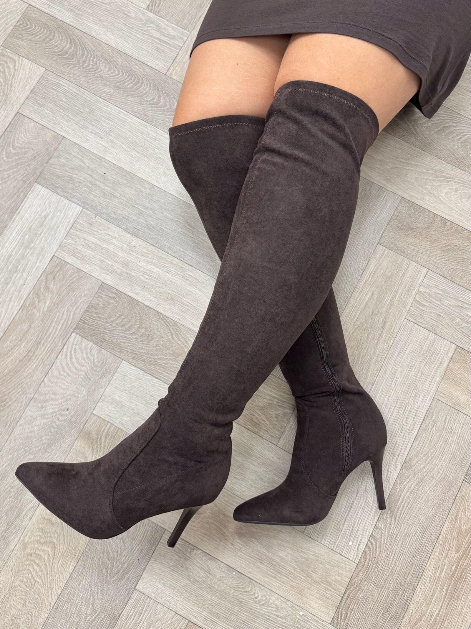 Overknee boots hak Suede Kristie DES613S Choco