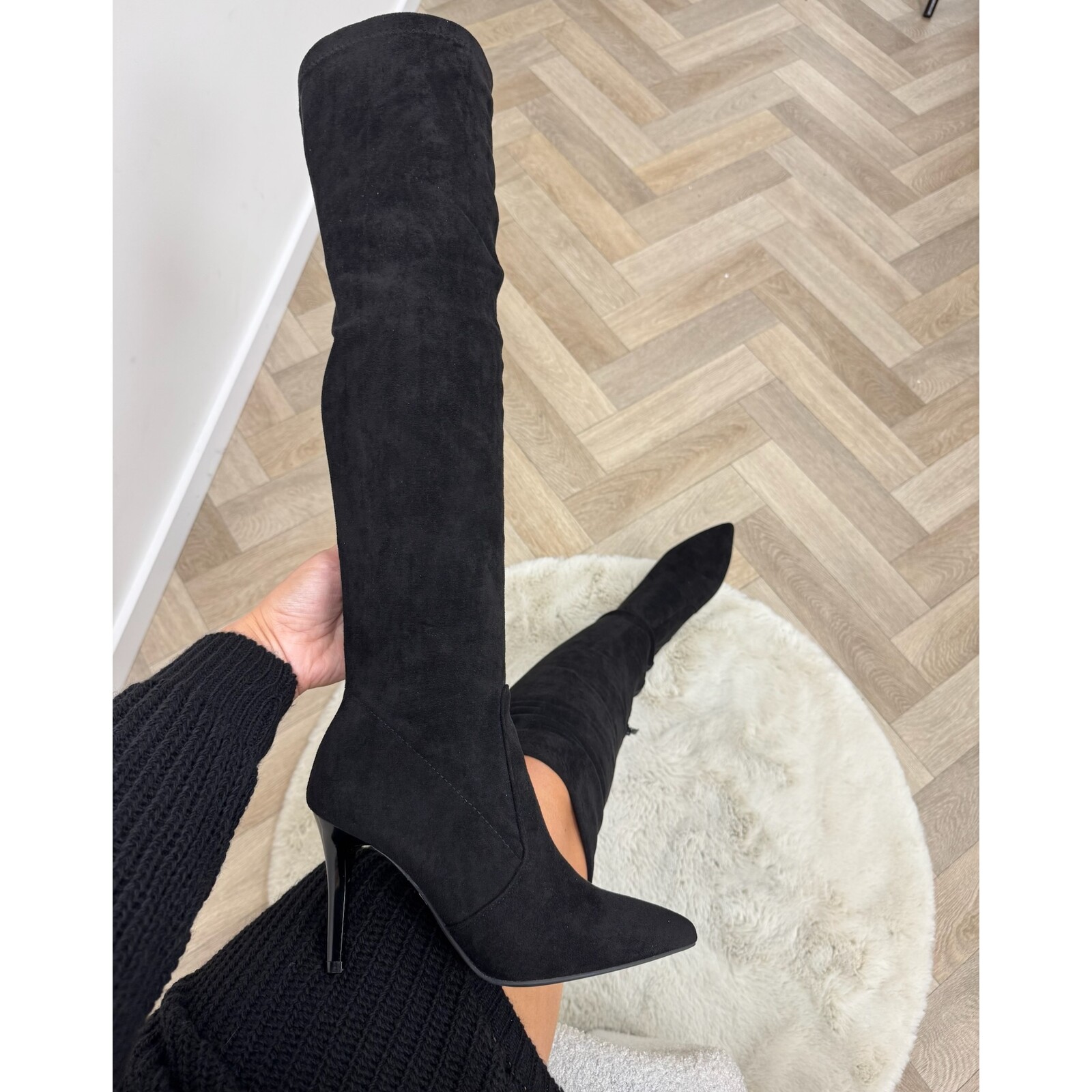 Overknee boots hak Suede Kristie DES613S Black
