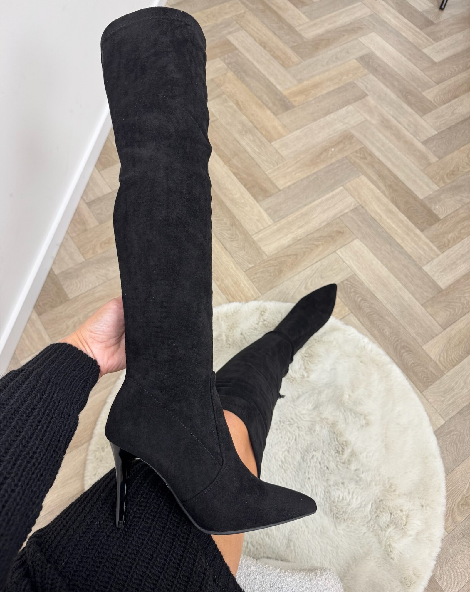 Overknee boots hak Suede Kristie DES613S Black