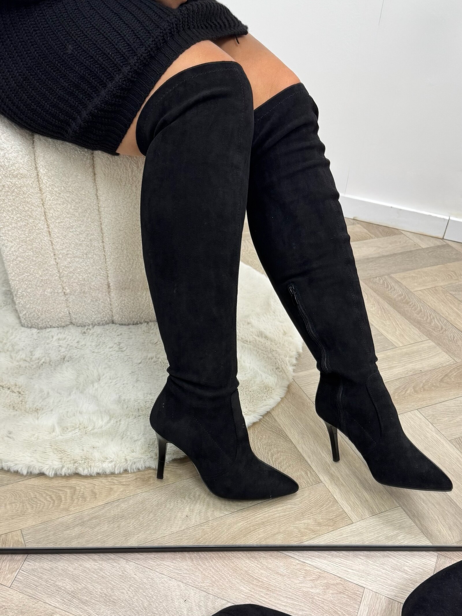 Overknee boots hak Suede Kristie DES613S Black