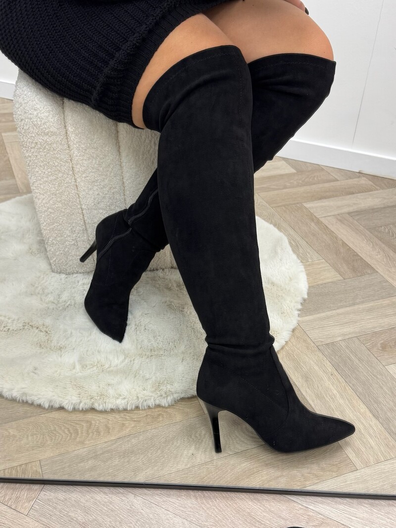 Overknee boots hak Suede Kristie DES613S Black